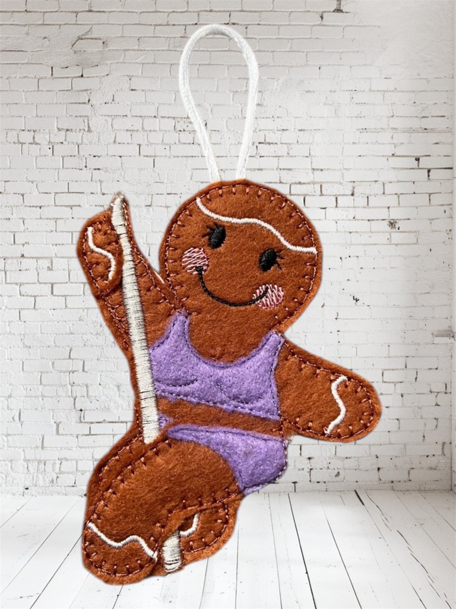 Pole dancing Gingerbread lady Embroidered Hanging Keepsake