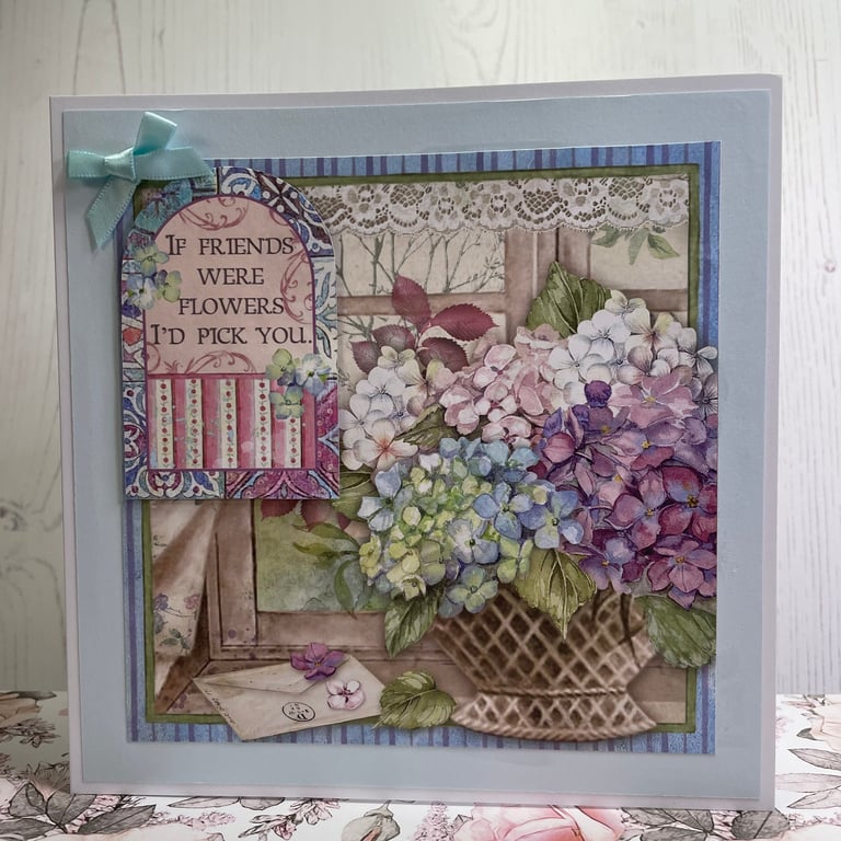 Greeting Card - Hortensia -Design 1 - by Carolee Crafts - C169