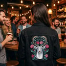 Ornate Embroidered Stag’s Head Patch Woodland Deer Crest in 3 Sizes