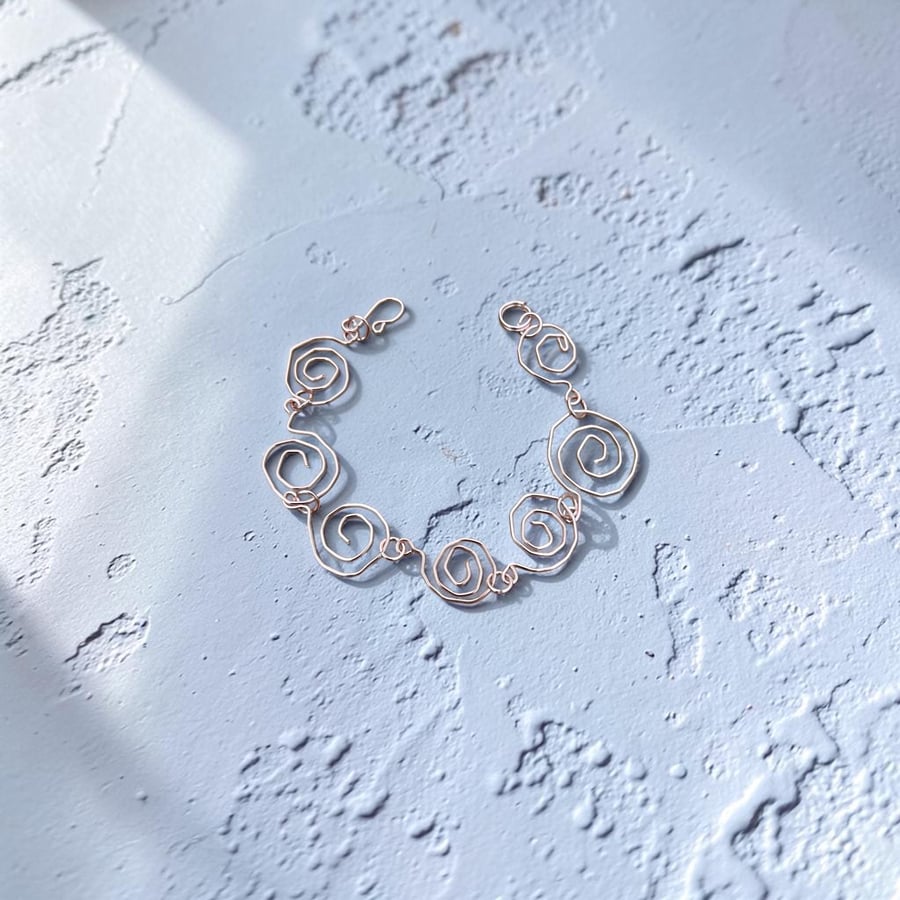 Rose Gold Spirals Bracelet, Tarnish Resistant - All Sizes