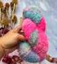130g Hand Dyed Mohair Angora Boucle Yarn, Neon Pink Yarn Felting Knitting 136 - Image 5
