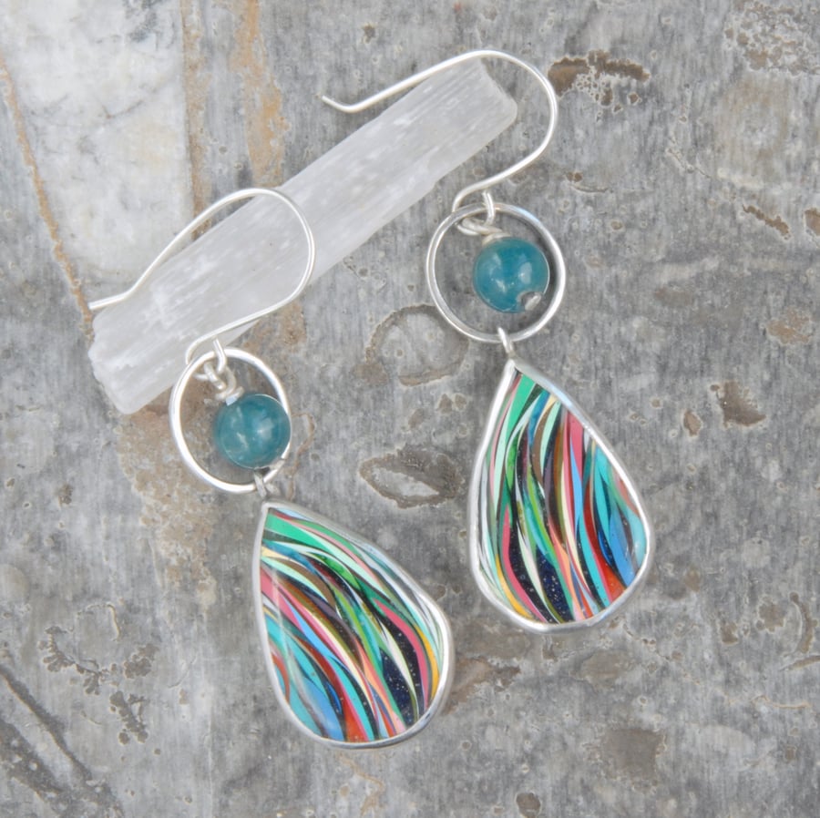 Puerto Rican surfite and apatite earrings