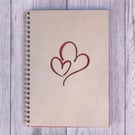 Heart wooden A5 notebook