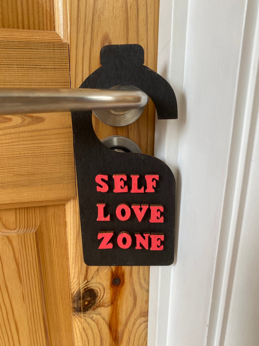 Funny SELF LOVE ZONE wooden door sign
