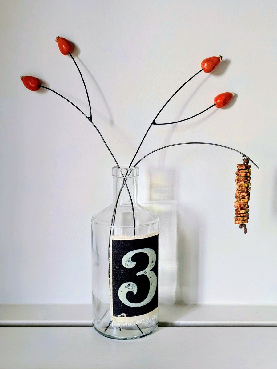 Perfectly Imperfect - Ceramic Rosehips PLUS free catkin!