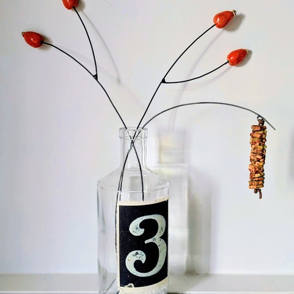 Perfectly Imperfect - Ceramic Rosehips PLUS free catkin!