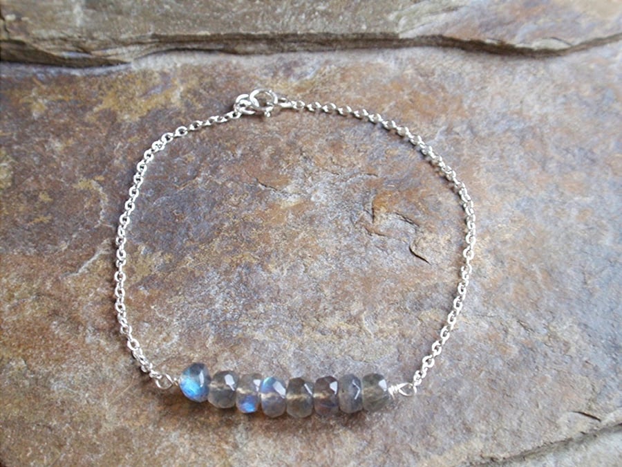 Labradorite bracelet with sterling silver chain