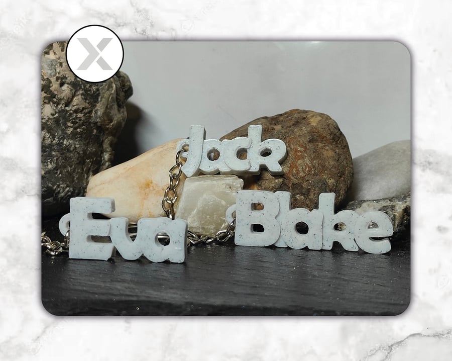 Personalised Marble Keyring - Party Bag Fillers - School Bag Tag - Name Tag