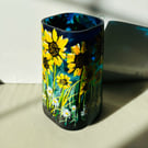 A hand painted and fired glass vase by Andrew Jenkins 