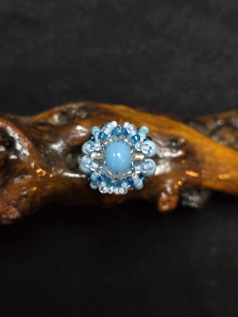 Turquoise Blue Glass Ring
