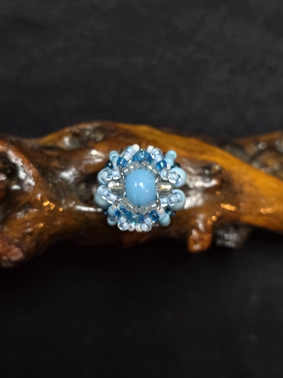 Turquoise Blue Glass Ring