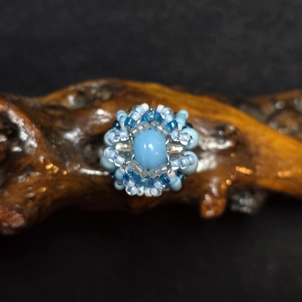 Turquoise Blue Glass Ring