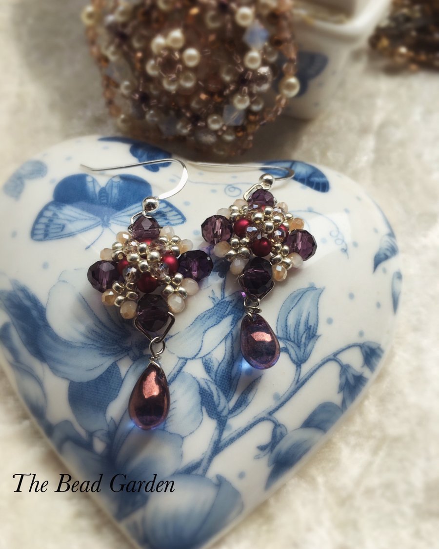 Purple sparkly earrings 