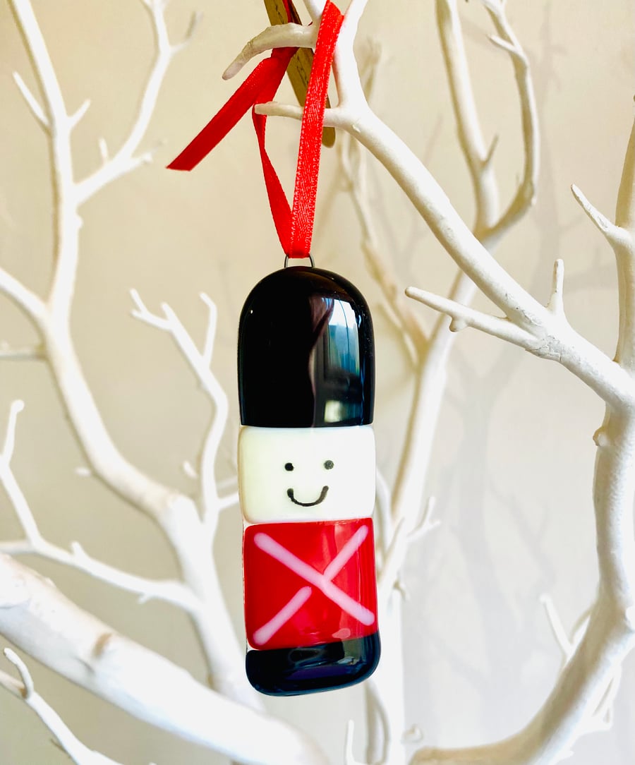Fused glass soldier Christmas tree decoration ornament 