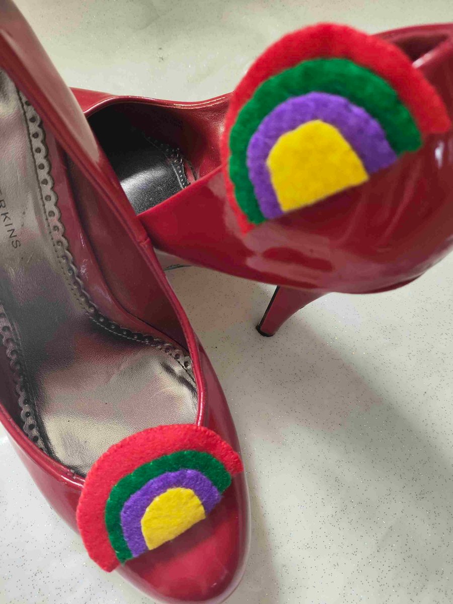 Handmade bold rainbow shoe clips