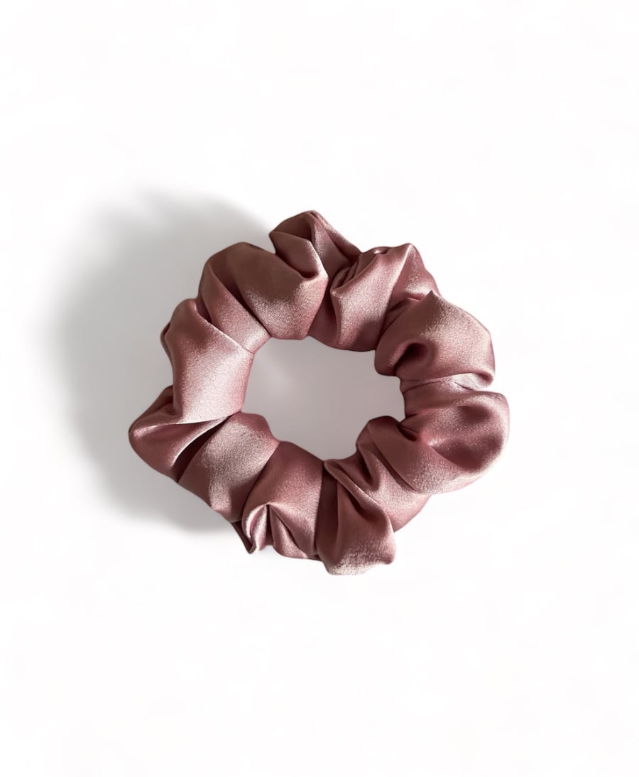 Rose Pink Satin Scrunchie - Large