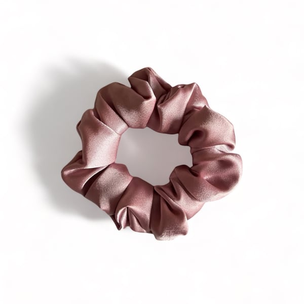 Rose Pink Satin Scrunchie - Large