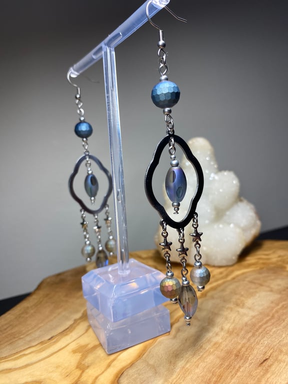 Saira - Dusty Blue Space Earrings 