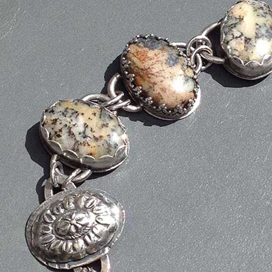 Silver and Dendritic Opal bracelet