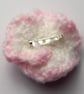 Pale Pink and White Crocheted Flower Brooch - Image 2