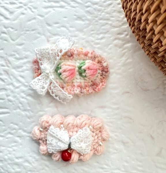 Set of 2 Crochet Hair Clips Summer Seconds  