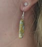 Polymer clay dangle gold marble effect earrings on silver plated earhooks
