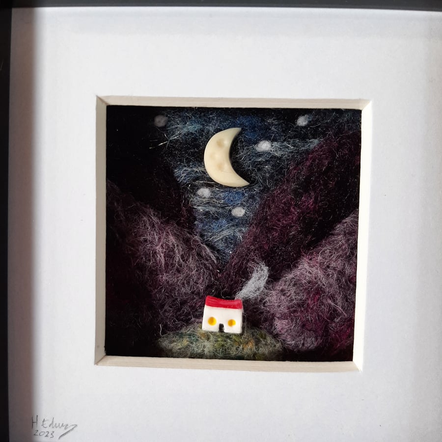 Miniature Bothy Landscape -  Felted Artwork