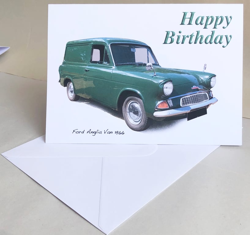 Ford Anglia Van 1966 - Birthday, Anniversary, Retirement or Plain Card