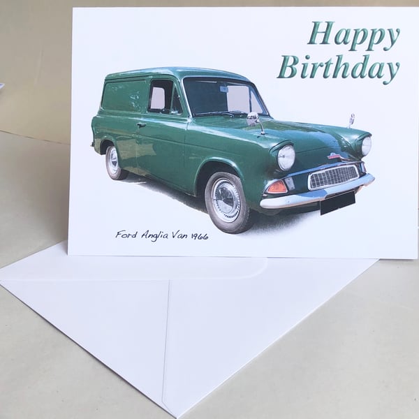 Ford Anglia Van 1966 - Birthday, Anniversary, Retirement or Plain Card