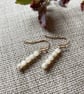 Mother of pearl bead earrings, gold plated - Image 2