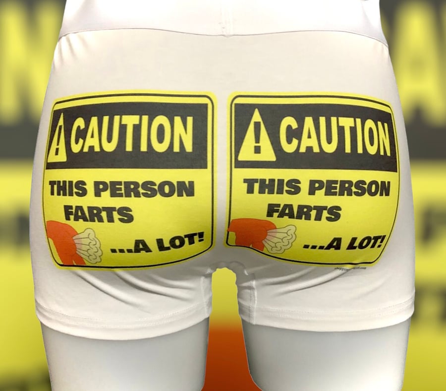 Mens Boxer Shorts, Caution This Person Farts …A Lot! Funny Christmas Gift
