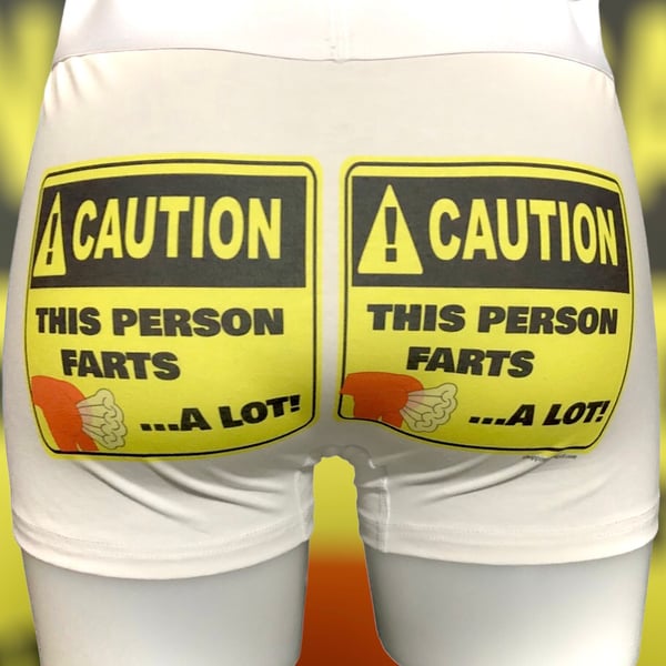 Mens Boxer Shorts, Caution This Person Farts …A Lot! Funny Christmas Gift