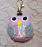Lilac Felt Owl Stuffy Bag Charm Keyring - Image 3