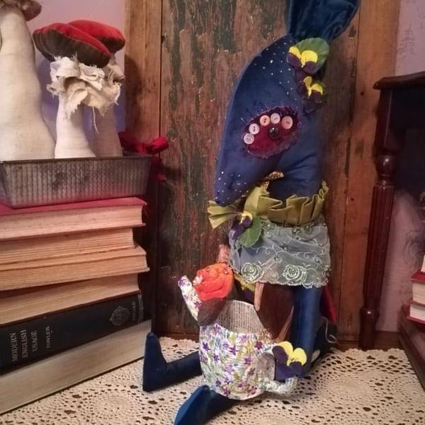 Primitive textile art Hare, sculpture, textile art, vintage style, home decor