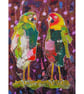 Whimsical Birds Artwork Tropical Bird Painting Boho Jungle Exotic Parrots