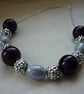 PLUM AND SILVER GREY NECKLACE.  531 - Image 4