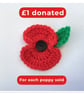 Crochet Poppy, Red Poppy Brooch