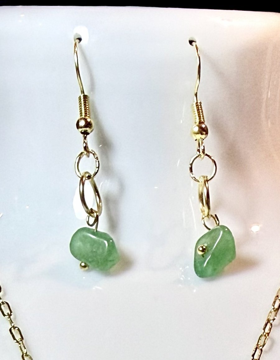 Handmade Green Crystal Earrings with 14 Karat Gold 