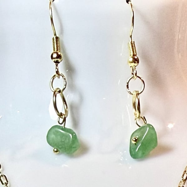 Handmade Green Crystal Earrings with 14 Karat Gold 