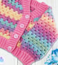 Pastel rainbow baby cardigan 0-3 mths. Baby cardigan. Rainbow cardigan. - Image 6