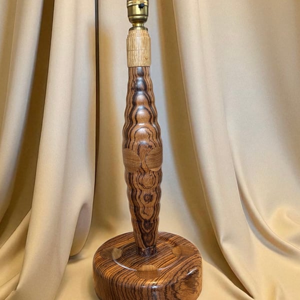 Hand Turned Zebrano Wood Table Lamp Base - Designed and made by Martin