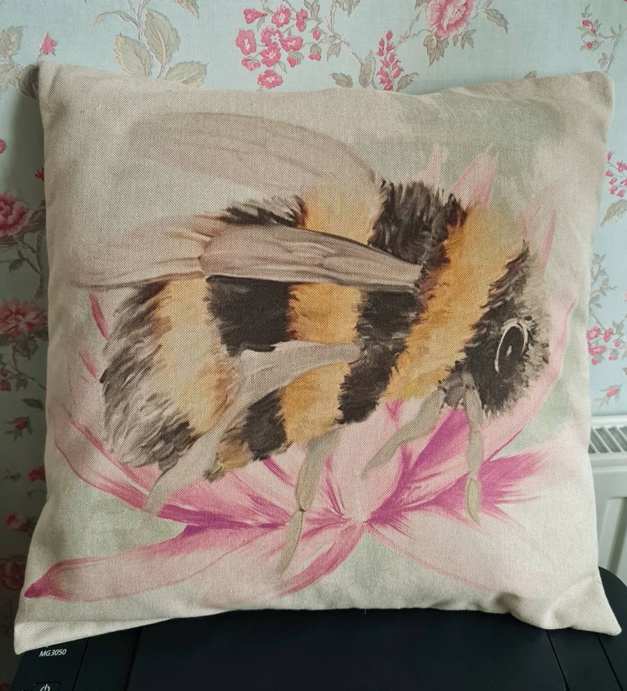 Handmade 16" square Bee cushion