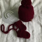 Hand Knitted ‘Kenzie’ Baby’s Hat & Mitts (0-6 months)