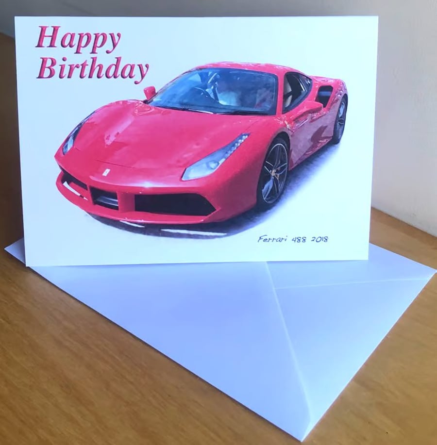 Ferrari 488 2018 - Birthday, Anniversary, Retirement or Plain Card