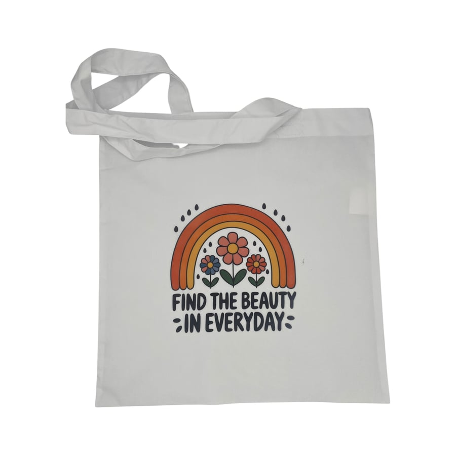 Retro Rainbow Floral Tote Bag