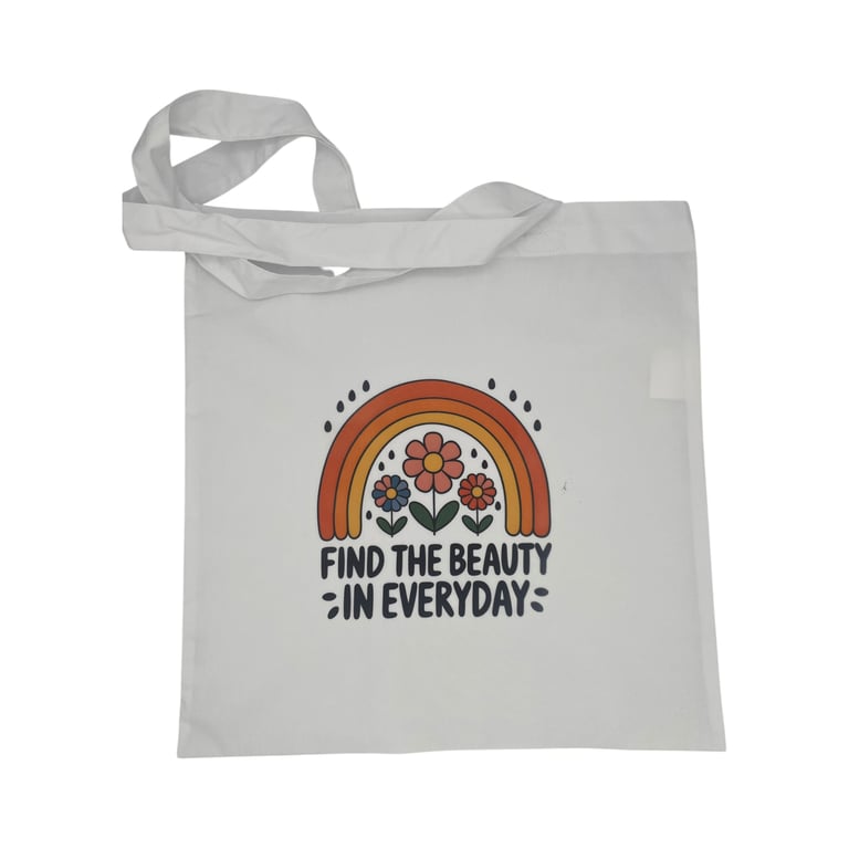 Retro Rainbow Floral Tote Bag