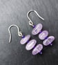 Silver and Amethyst Gemstone Dangle Earrings - Image 1