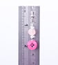  Pink button earrings with beads - Bright Button jewellery - Image 3