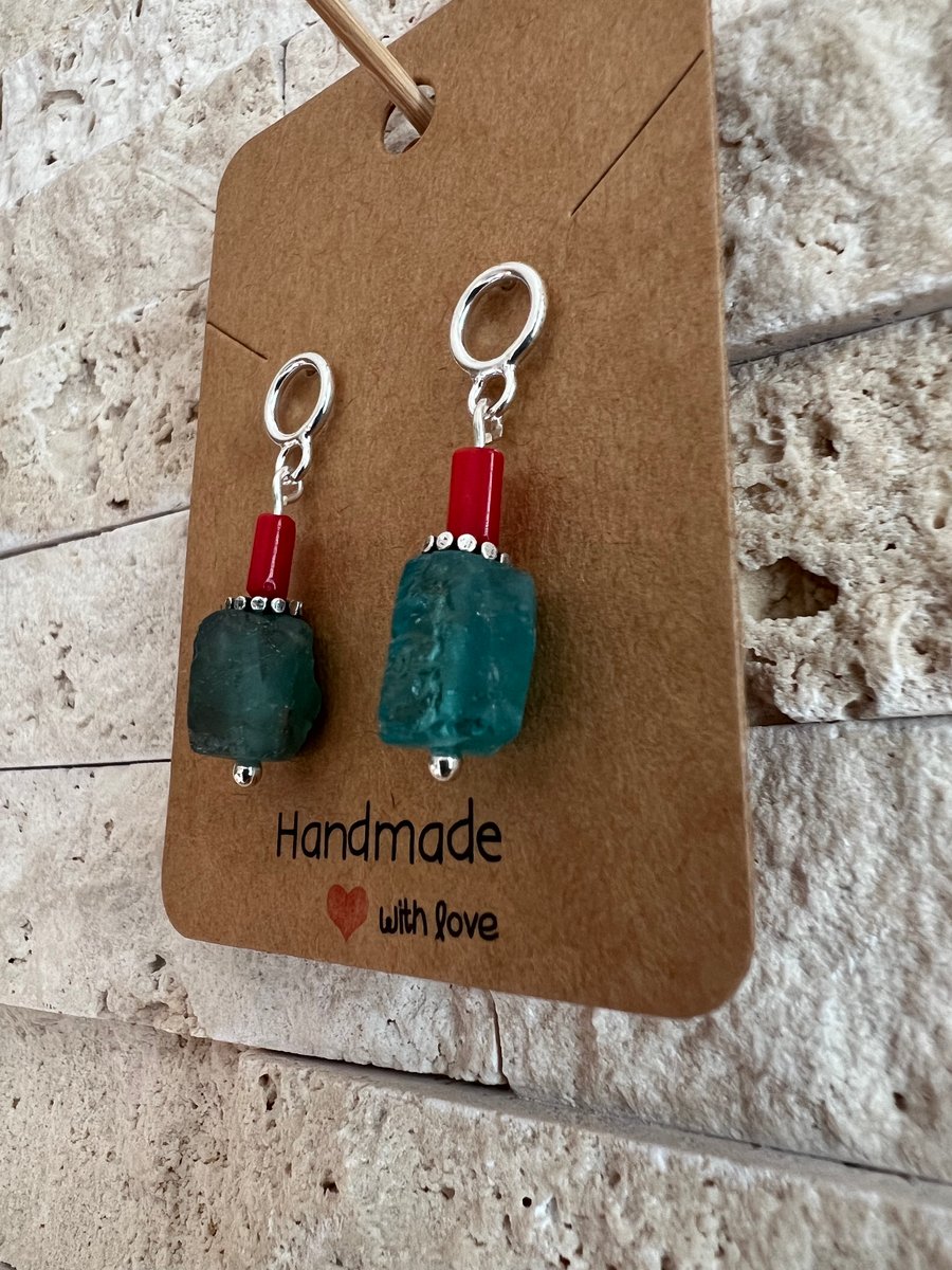 Raw apatite drop stud earrings 