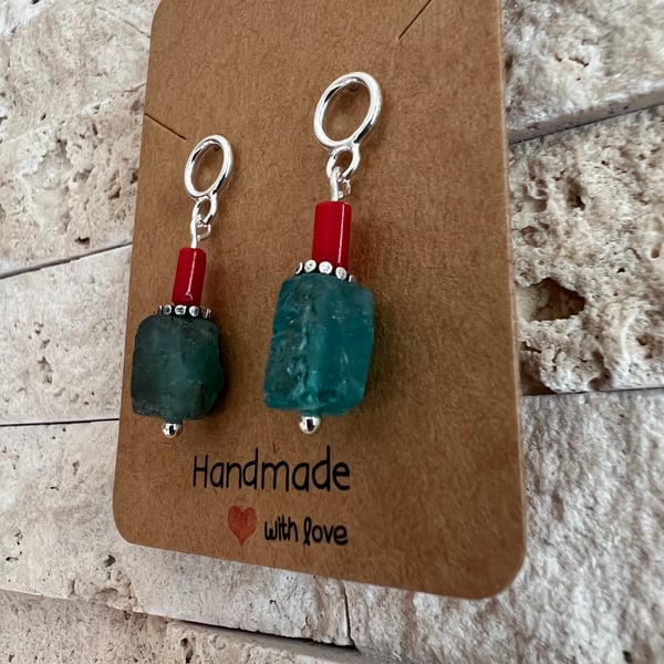 Raw apatite drop stud earrings 